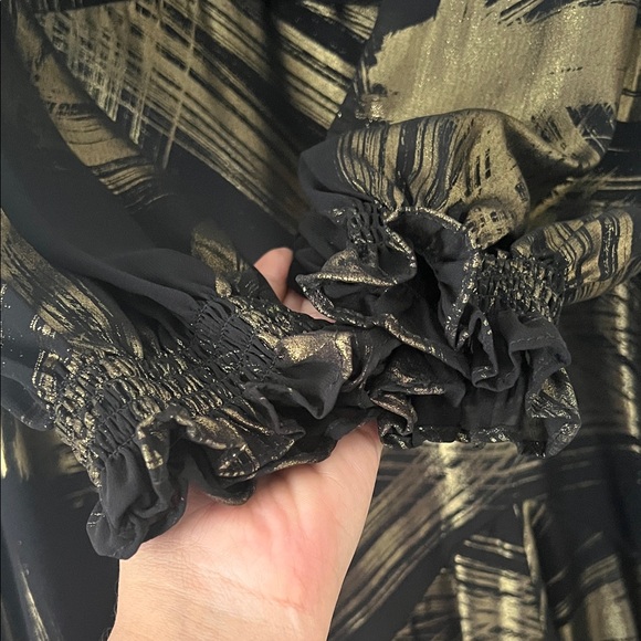 NWOT DKNY Women's Metallic-Print Asymmetric-Hem Black and Gold Dress in  Size 10 - mordernwear.com